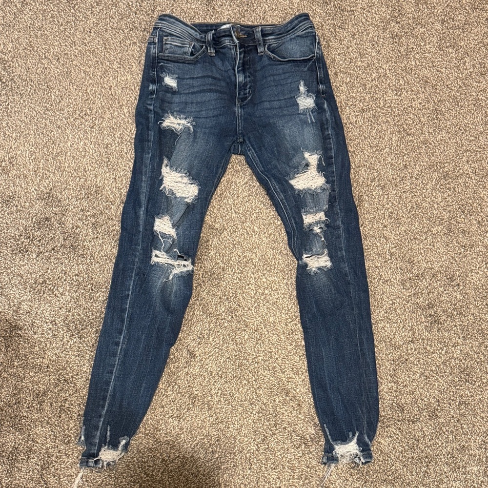 Buckle Dark Blue Ripped Skinny Jeans